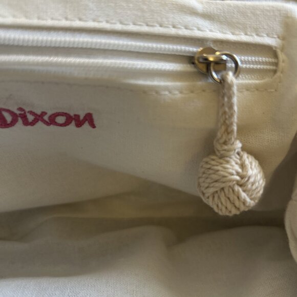 Donna Dixon Handbag Purse Blue Shoulder Crossbody Chain Straps Canvas Kiss Clasp - Picture 11 of 16